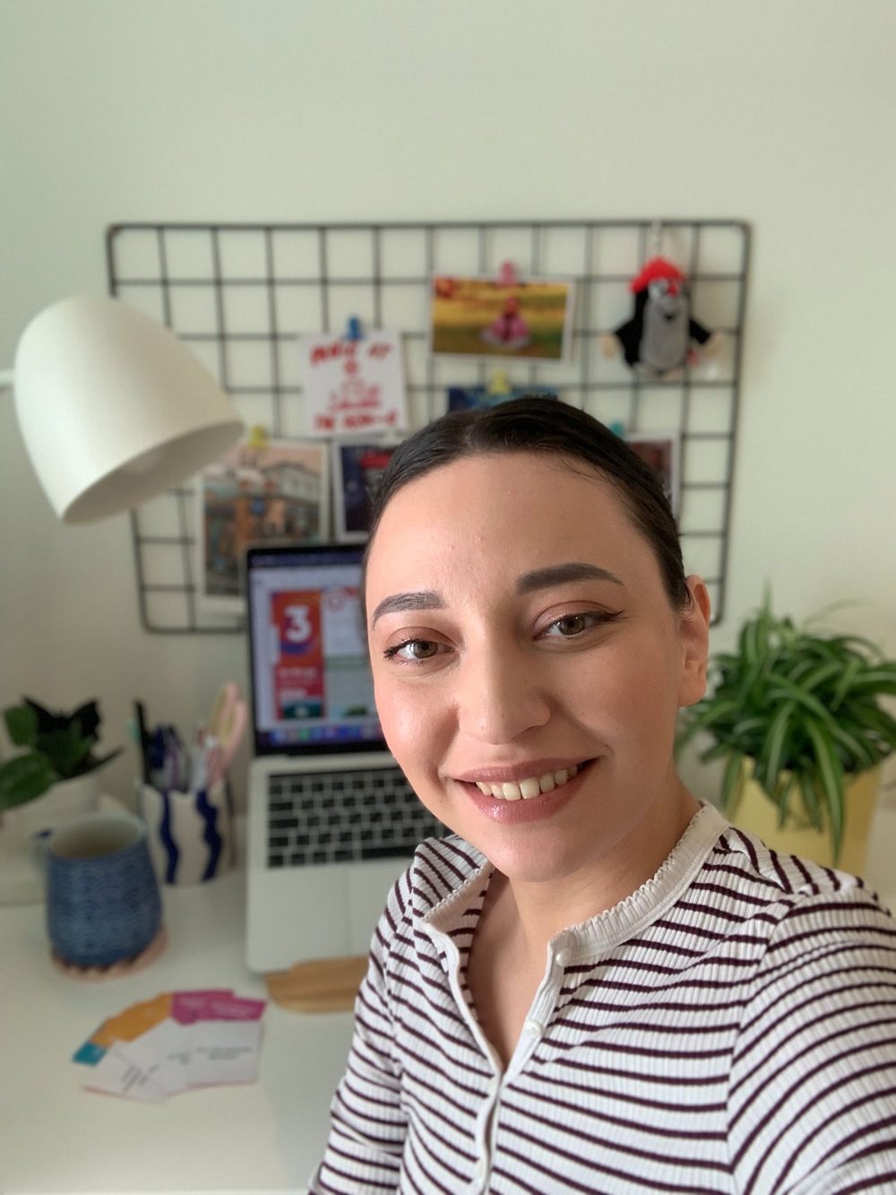 Polina at her desk